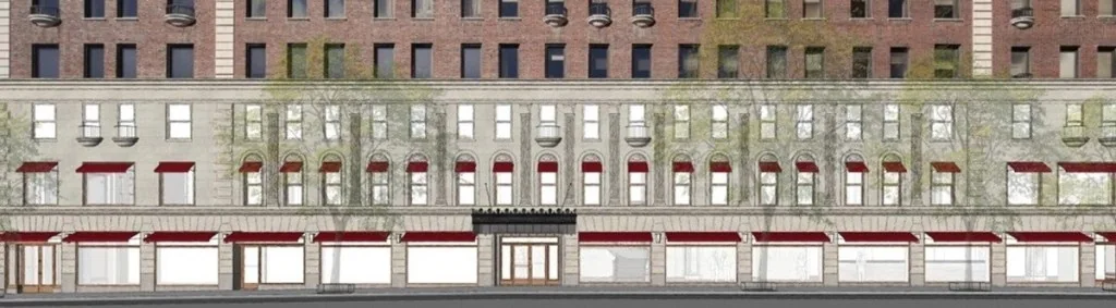 Entrance to Maxime’s private members club on Madison Avenue in New York