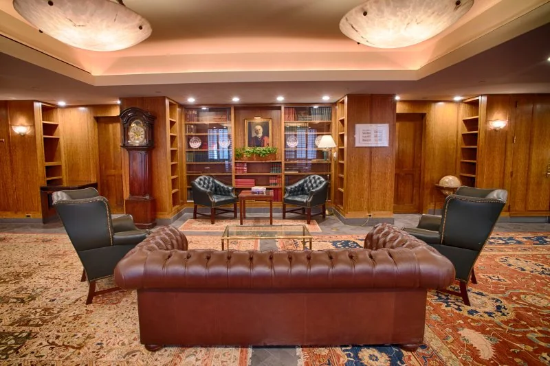 The third-floor library at The Cornell Club–New York.